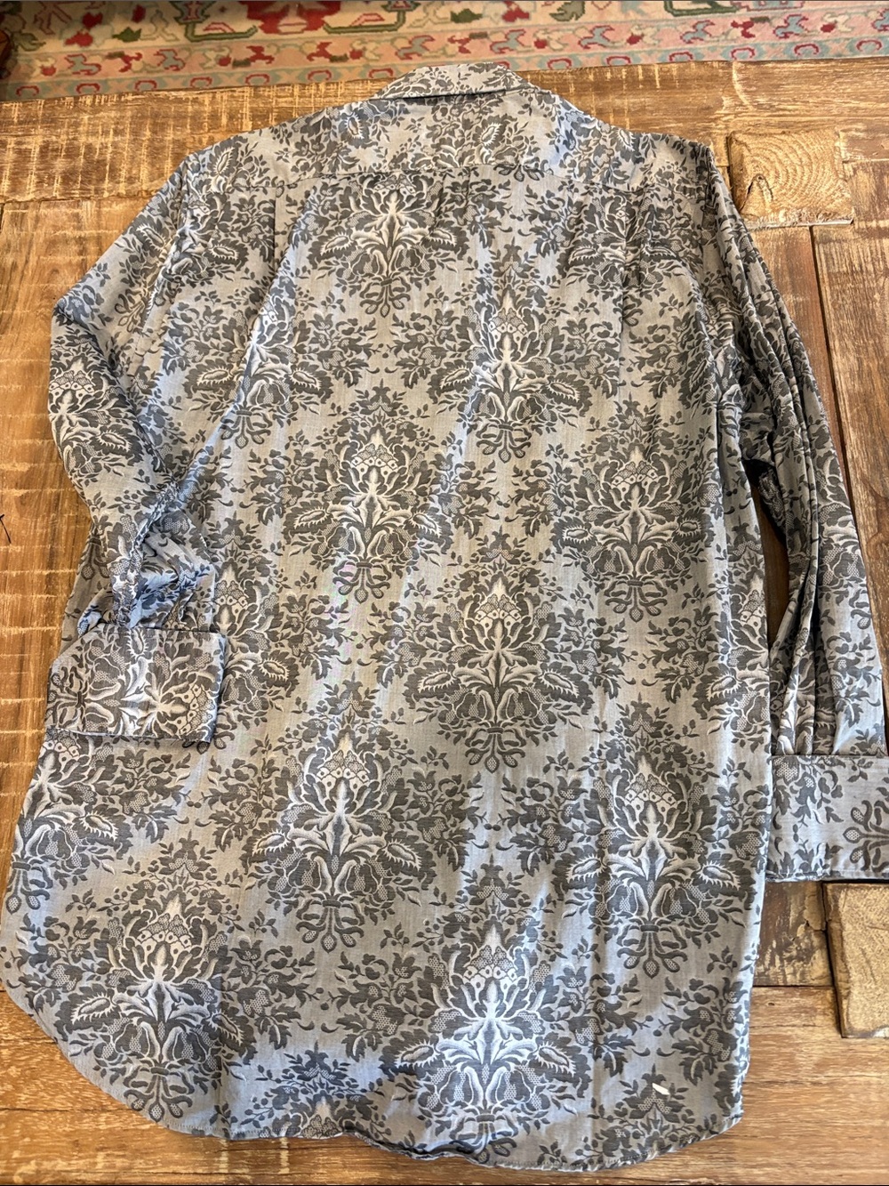 Etro Milano Made in Italy Gray Damask Paisley Cotton Dress Shirt Men’s 39 Small - Picture 4 of 4